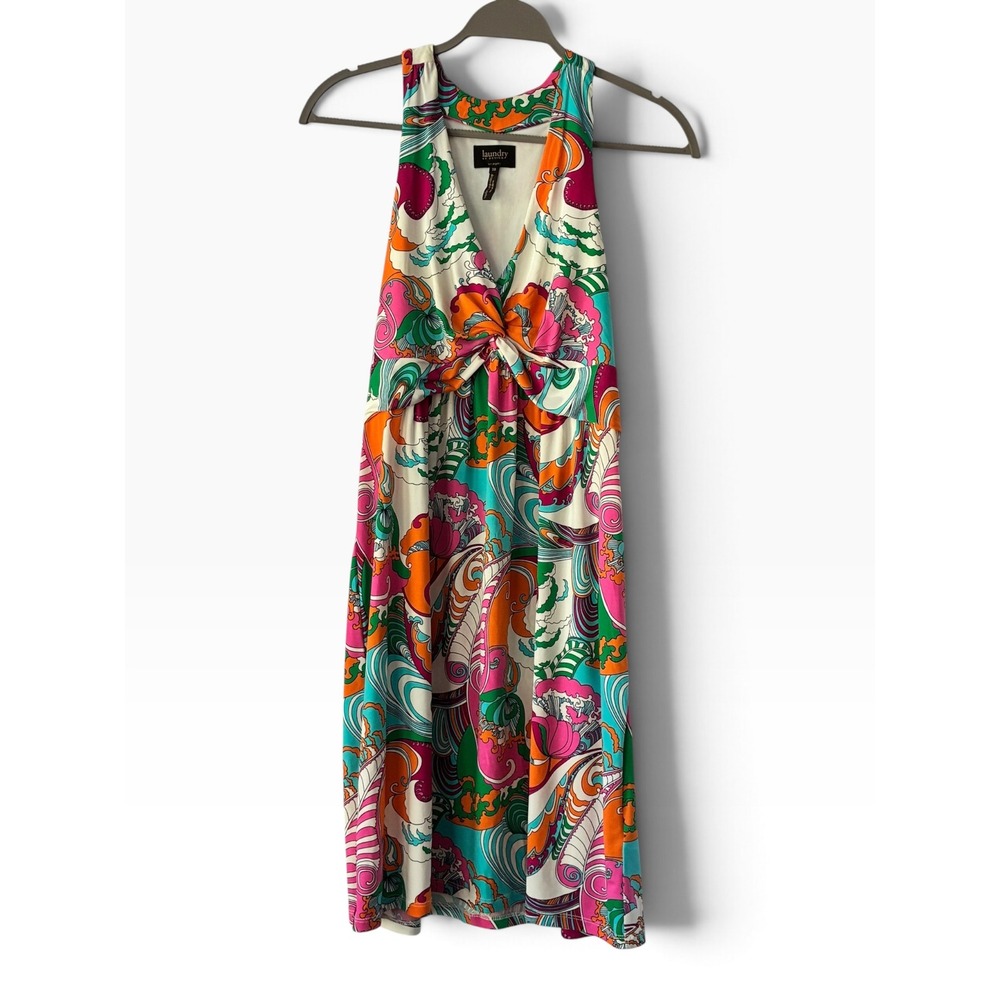 Laundry by Design Halter Dress Womens 10 Multi Psychedelic Swirl Retro Boho